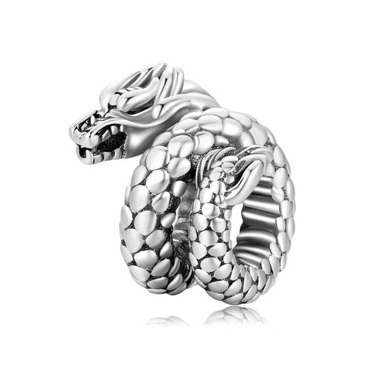 Jorrio Textured Vintage Disk Dragon Sterling Silver Charm