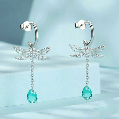 Jorrio premium dragonfly tassel sterling silver earrings