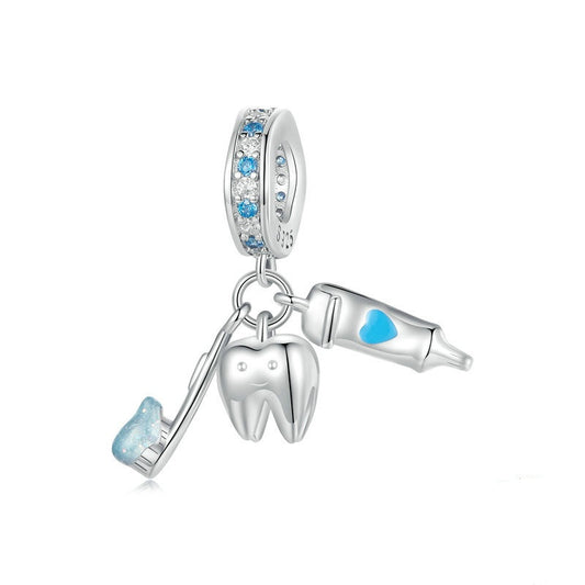 Jorrio Fun Brush Your Teeth 3-Piece Sterling Silver Charm