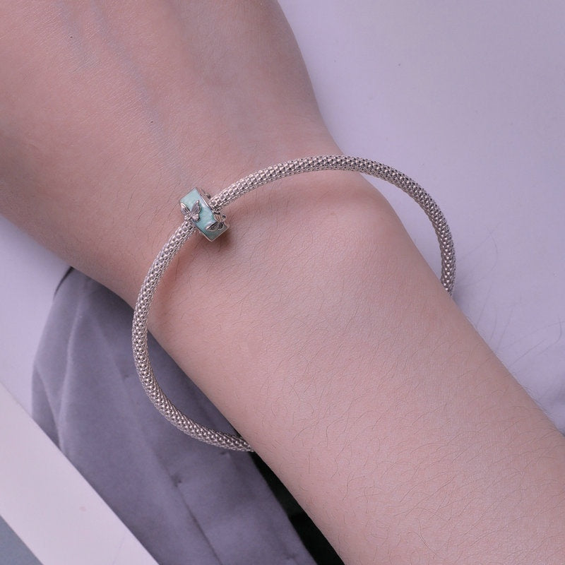 Jorrio Mint Green Butterfly Positioning Clip Clasp Sterling Silver Charm