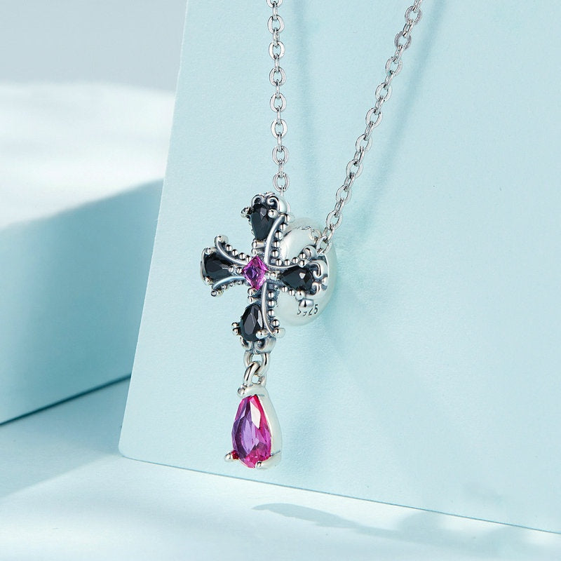 Jorrio Halloween Cross Pear Cut Sterling Silver Charm