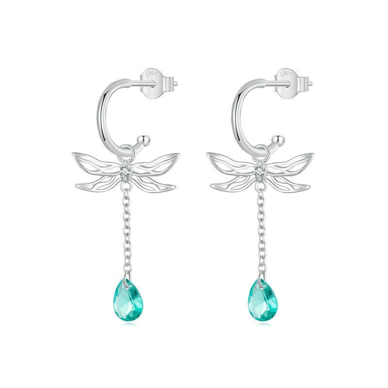 Jorrio premium dragonfly tassel sterling silver earrings