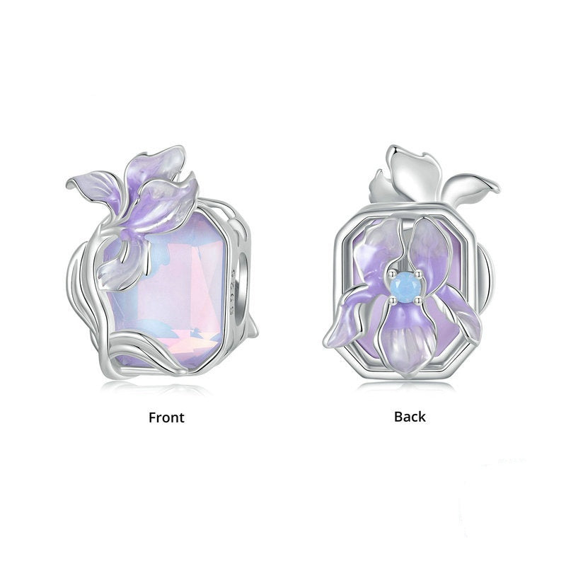 Jorrio Purple Crystal Iris Sweet Sterling Silver Charm
