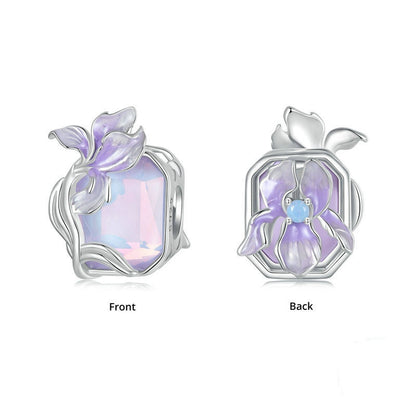 Jorrio Purple Crystal Iris Sweet Sterling Silver Charm