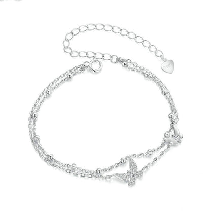 Jorrio Sweet Butterfly Double Sterling Silver Bracelet