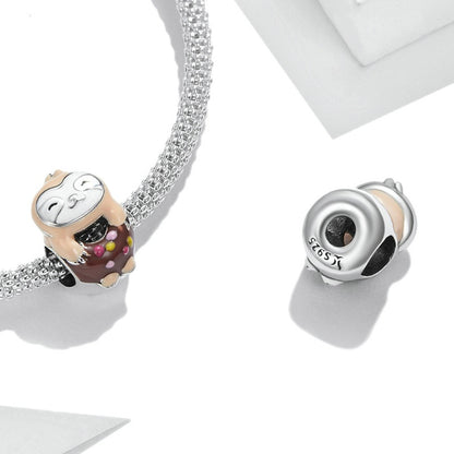 Jorrio Cute Animal Sloth Donut Sterling Silver Charm