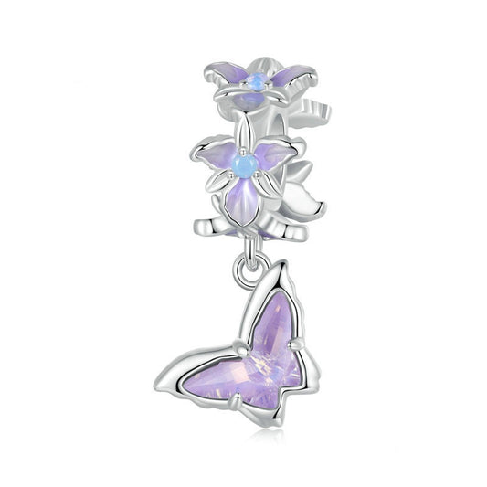 Jorrio Romantic Purple Butterfly Iris Sterling Silver Charm