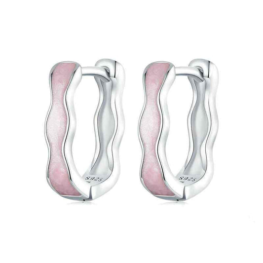 Jorrio Pink Square Wave Sterling Silver Earrings