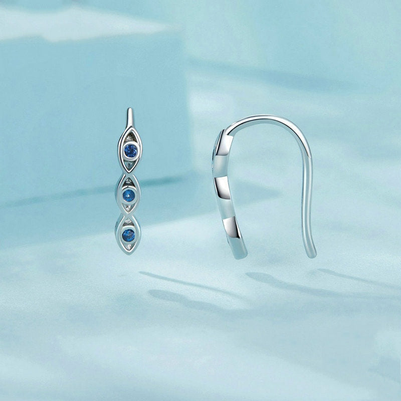 Jorrio Sapphire Devil's Eye Sterling Silver Earrings