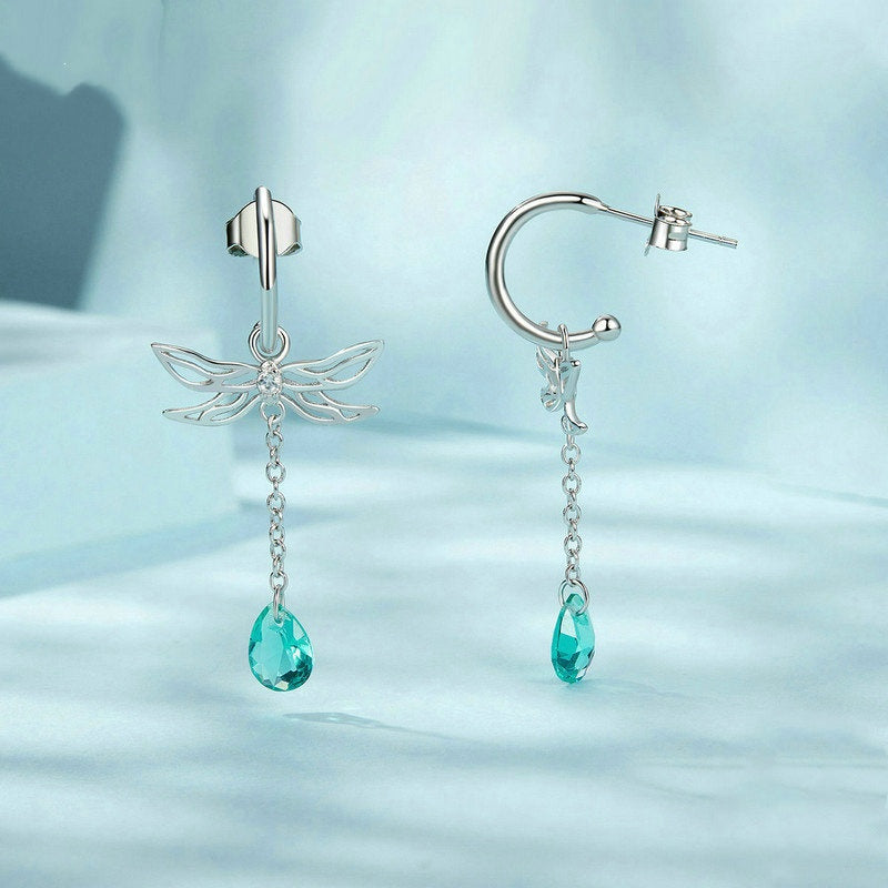 Jorrio premium dragonfly tassel sterling silver earrings