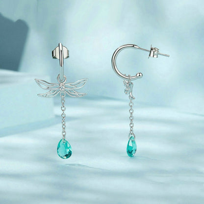 Jorrio premium dragonfly tassel sterling silver earrings