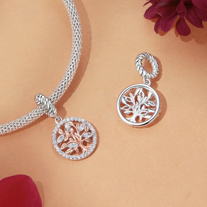 Jorrio Vintage Fashion Rose Gold Tree of Life Sterling Silver Charm