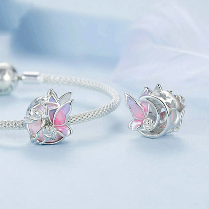 Jorrio Fantasy Rose Butterfly Neon Moonlight Sterling Silver Charm
