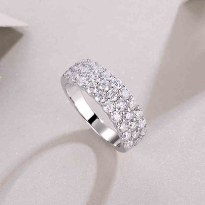 Jorrio handmade round cut Moissanite sterling silver wedding women's band