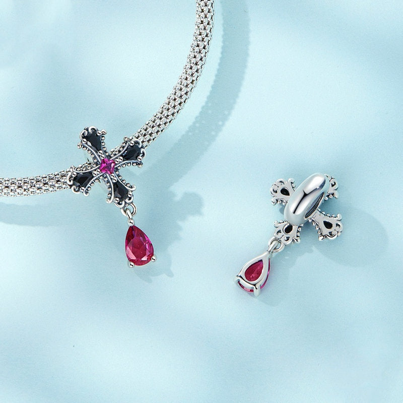 Jorrio Halloween Cross Pear Cut Sterling Silver Charm