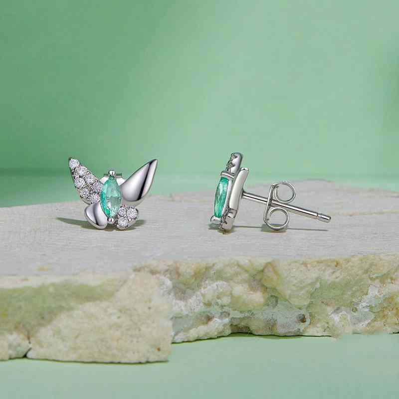 Jorrio Green Butterfly Sterling Silver Earrings