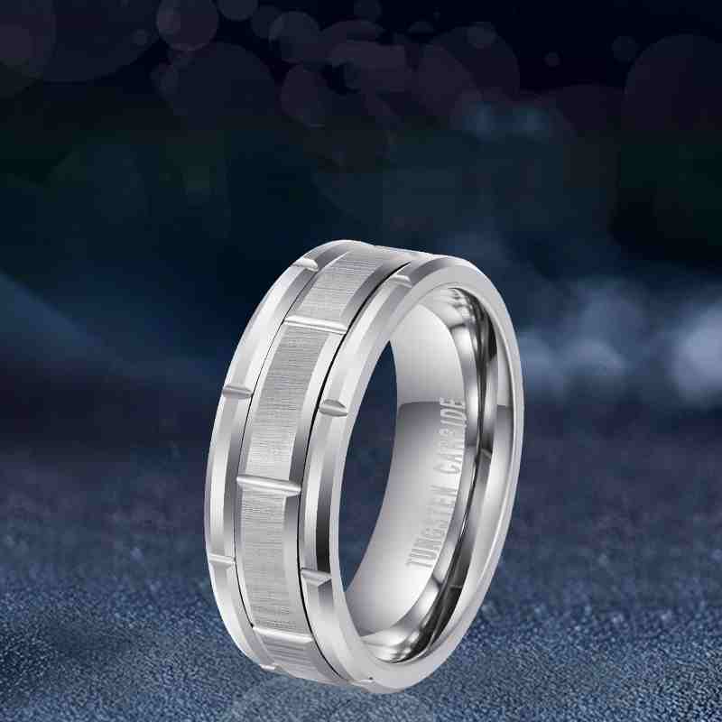 Jorrio handmade gold simple style trendy tungsten steel wedding men's band