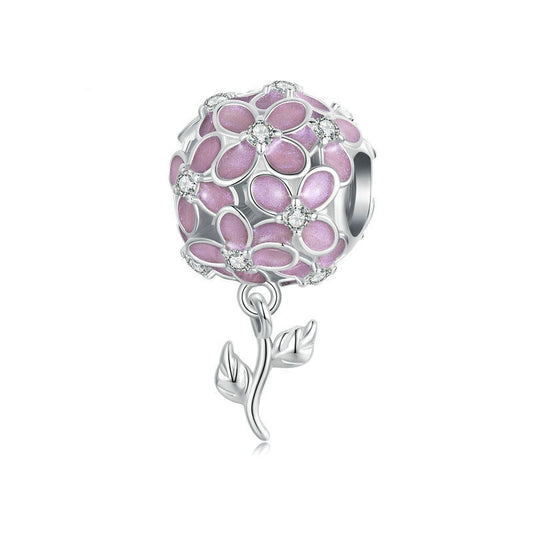 Jorrio Gentle Romantic Pink Hydrangea Sterling Silver Charm