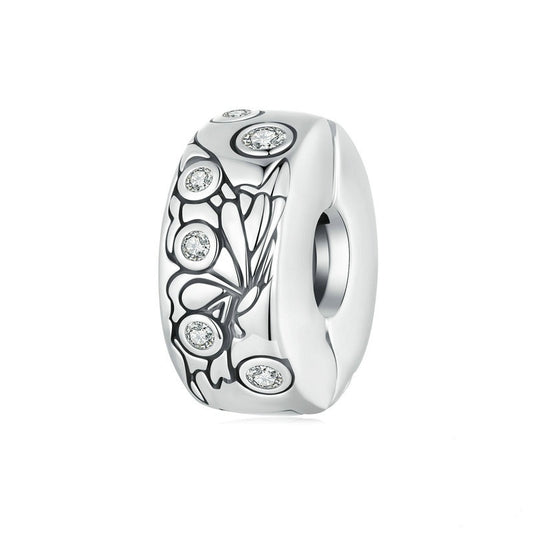Jorrio Vintage Fashion Engraved Butterfly Positioning Clasp Sterling Silver Charm