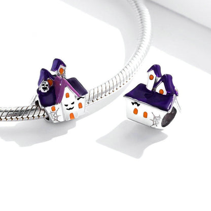 Jorrio Purple Halloween Magic Hut Haunted House Sterling Silver Charm