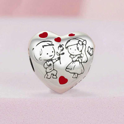 Jorrio Heart Two Little Girls Series Boys and Girls Sterling Silver Charm