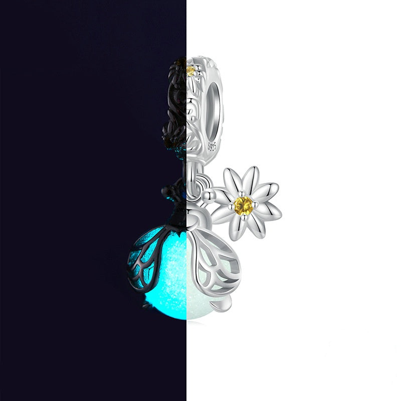 Jorrio Fluorescent Stone Firefly Sterling Silver Charm