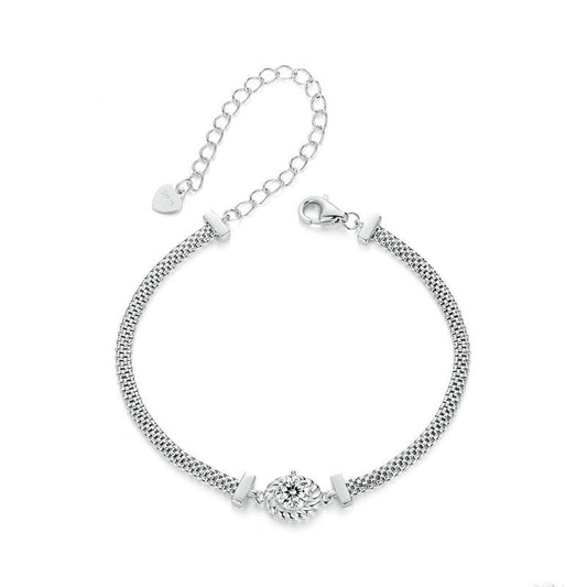 Jorrio Round Cut Moissanite Braided Sterling Silver Bracelet