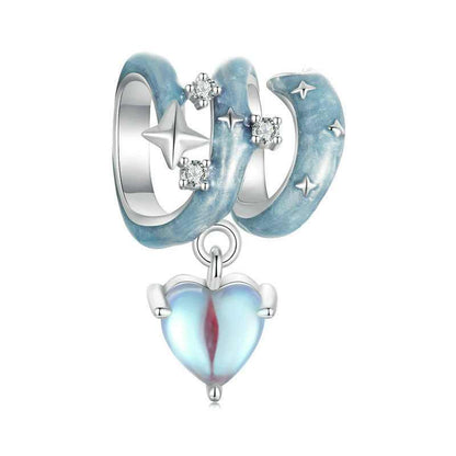 Jorrio Romantic Star Moonstone Blue Starry Night Sterling Silver Charm