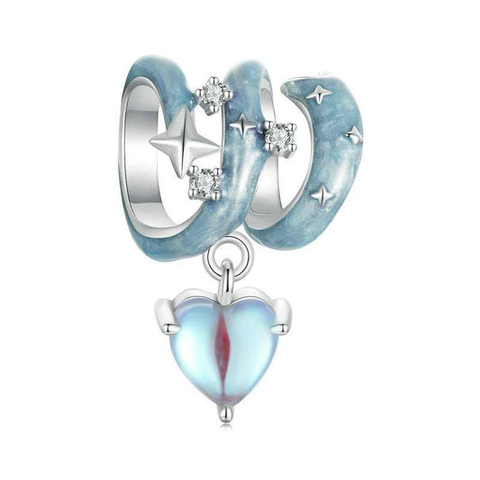 Jorrio Romantic Star Moonstone Blue Starry Night Sterling Silver Charm