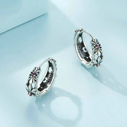 Jorrio Elegant Purple Iris Vintage Sterling Silver Earrings