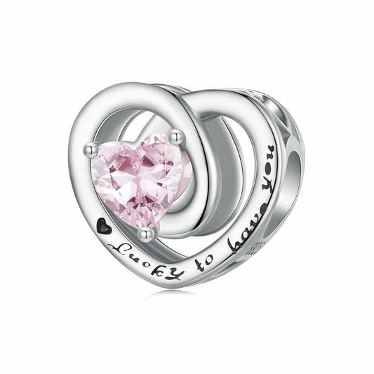 Jorrio Thanksgiving Pink Heart Sterling Silver Charm