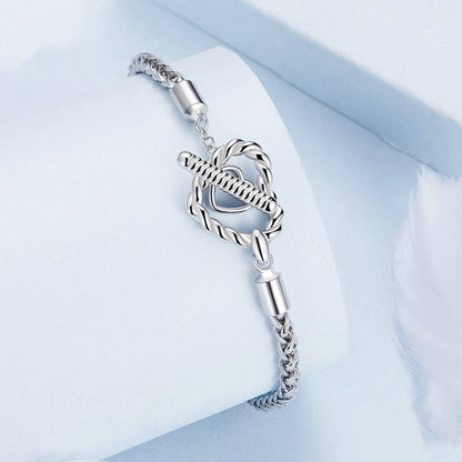 Jorrio Double Heart Fashion Sterling Silver Bracelet