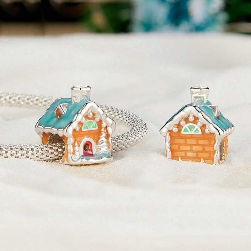 Jorrio Handmade Christmas Eve Glow Iin The Dark Chalet sterling silver charms