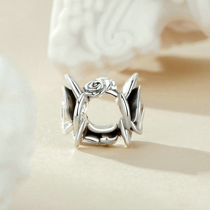 Jorrio Romantic Elegant Vintage Delicate Three-dimensional Rose Flower Sterling Silver Charm
