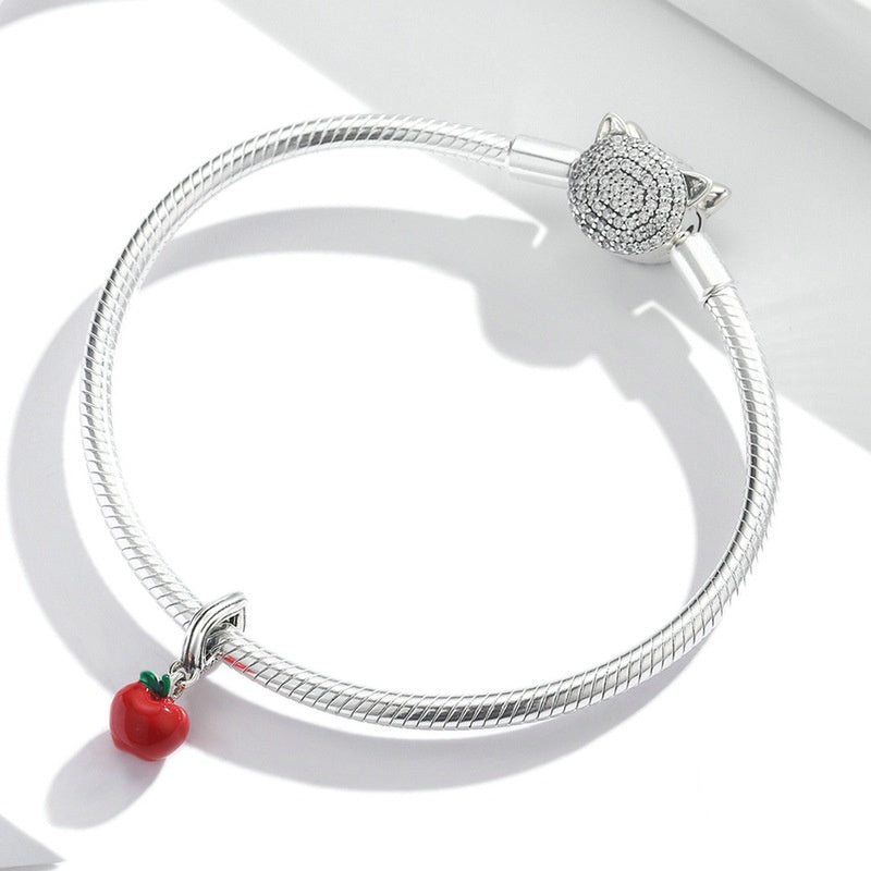 Jorrio Fashion Vintage Fruit Red Apple Sterling Silver Charm