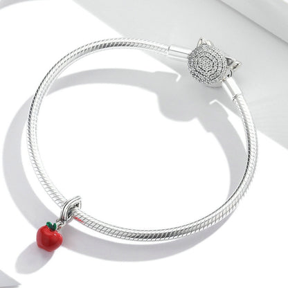 Jorrio Fashion Vintage Fruit Red Apple Sterling Silver Charm