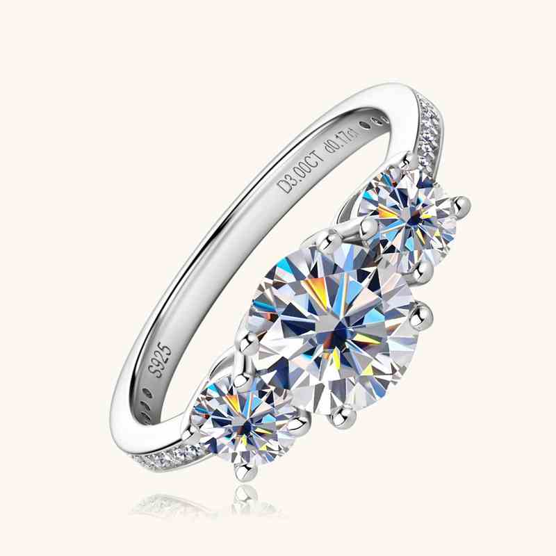 Jorrio handmade 3ct round cut Moissanite sterling silver wedding engagement ring