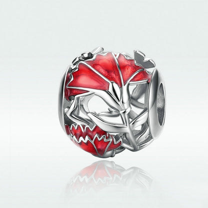 Jorrio New Year Red Carnation Sterling Silver Charm