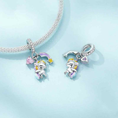 Jorrio handmade rainbow unicorn sterling silver charms