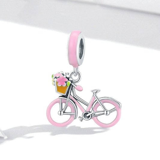 Jorrio Sweet Fashion Pink Bicycle Sterling Silver Charm