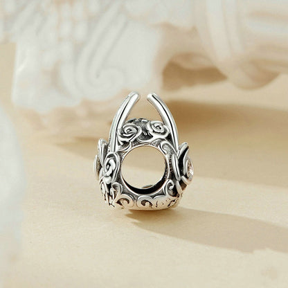 Jorrio Romantic Vintage Rose Flower Bag Sterling Silver Charm