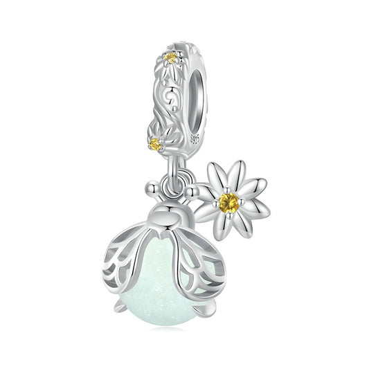 Jorrio Fluorescent Stone Firefly Sterling Silver Charm