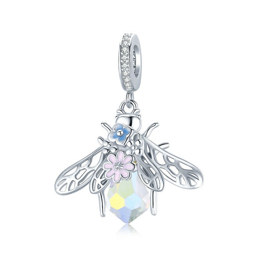 Jorrio Dreamy Colourful Flower Bee Sterling Silver Charm