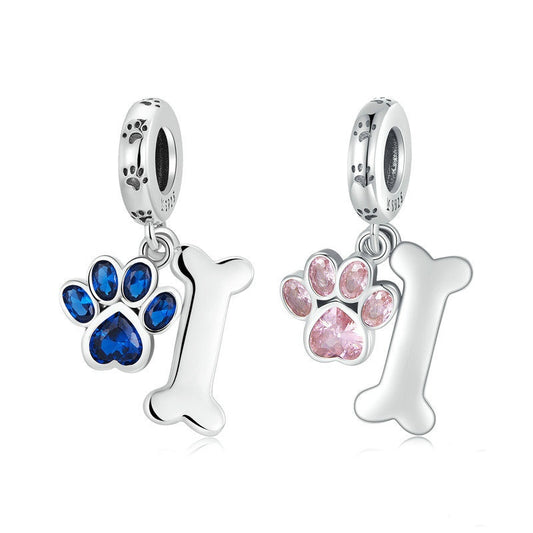 Jorrio Cute Animal Pet Dog Paw Bone Sterling Silver Charm