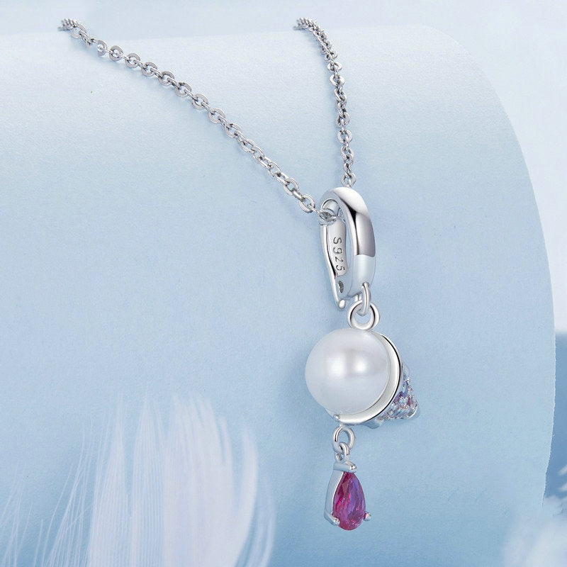 Jorrio natural freshwater pearl ice cream sterling silver charm