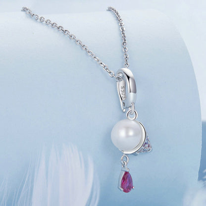 Jorrio natural freshwater pearl ice cream sterling silver charm