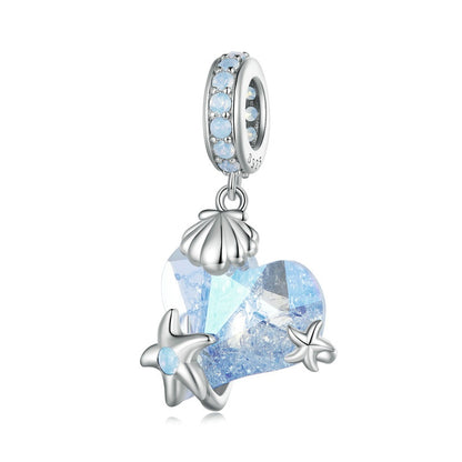 Jorrio Underwater World Heart Starfish Ice Flower Sterling Silver Charm