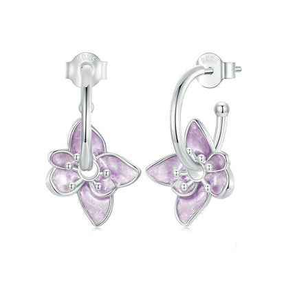 Jorrio Elegant Purple Flower Sterling Silver Earrings
