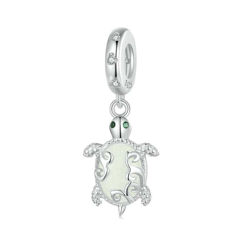 Jorrio handmade glow in the dark sea turtle sterling silver charms