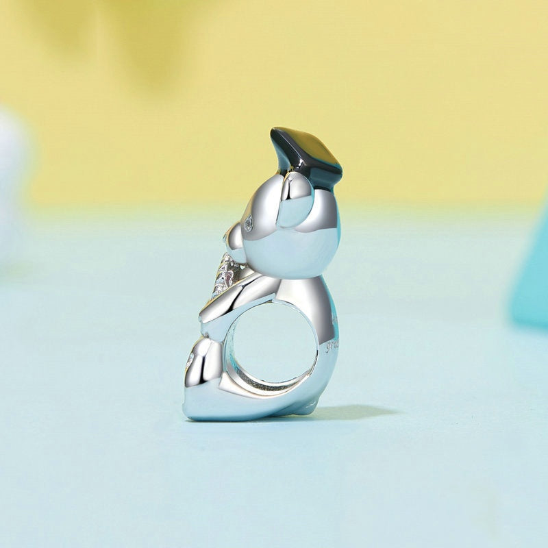 Jorrio Pink Heart Bear Sweet Animal Sterling Silver Charm